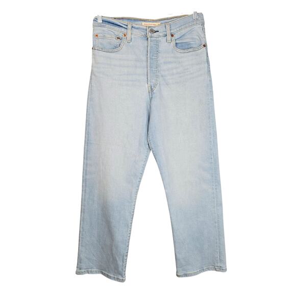 Levis Ribcage Straight Ankle Jeans Womens W30 L27 High Rise Button Fly Denim - Picture 1 of 11